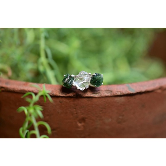 Boho Ring Raw Diamond Engagement Ring Rough Diamond Wedding Band Unique … - Picture 4 of 10